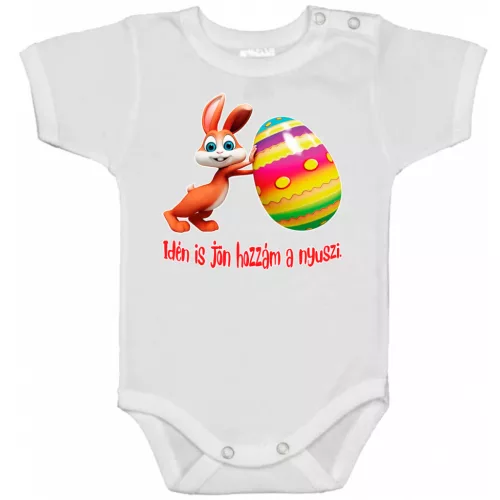 tento rok opäť prichádza zajíčik body pre bábätká s krátkym rukávom bielym
