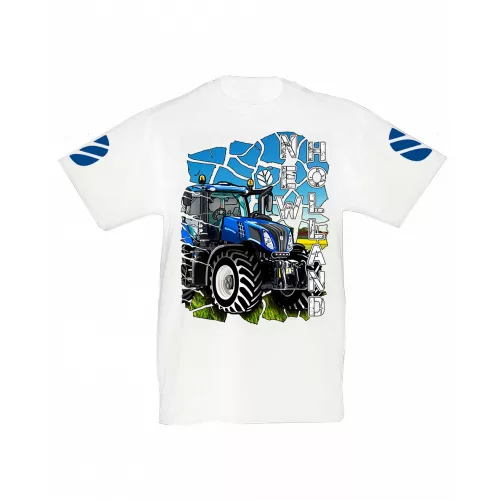 detské tričko new holland s potlačou biely