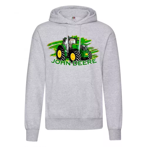 zelený traktor 6195 sveter s kapúcou šedý