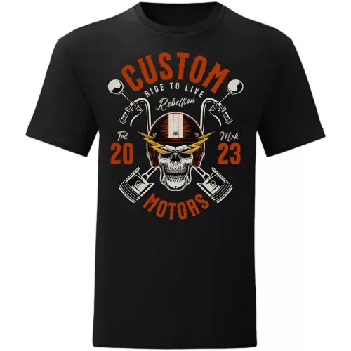 custom motorcycle tričko čierne