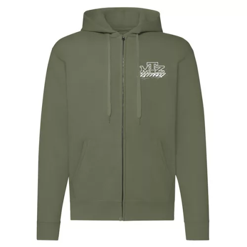 mtz50 sveter so zeleným obrysom na zips s bielym vzorom