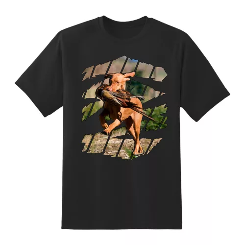 maďarská vizsla čierne tričko s bažantom
