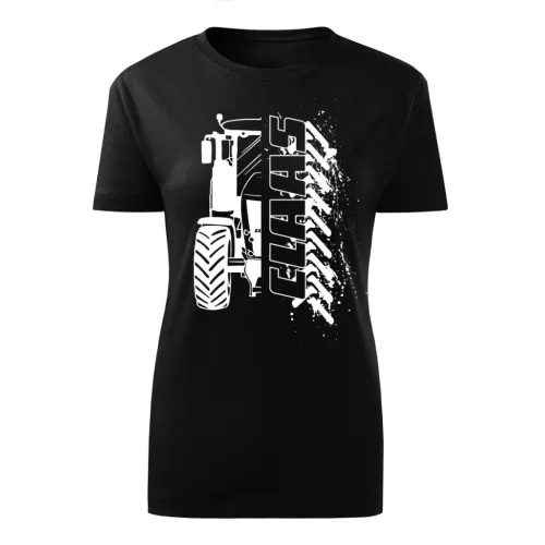 čierne dámske tričko claas obrysového dizajnu