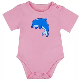 delfín krátky rukáv body pre bábätká ružová