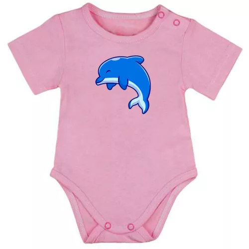 delfín krátky rukáv body pre bábätká ružová