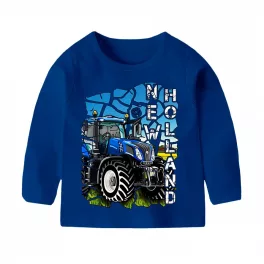 modré detské tričko s dlhým rukávom s new holland