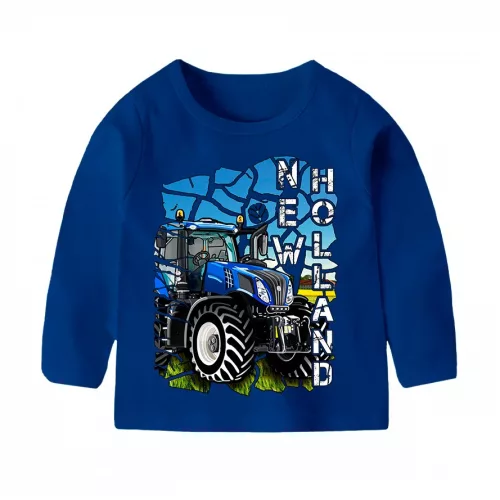 modré detské tričko s dlhým rukávom s new holland