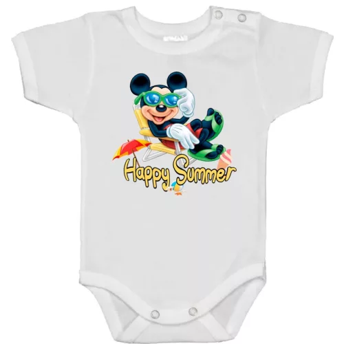 happy summer mickey biele detské body