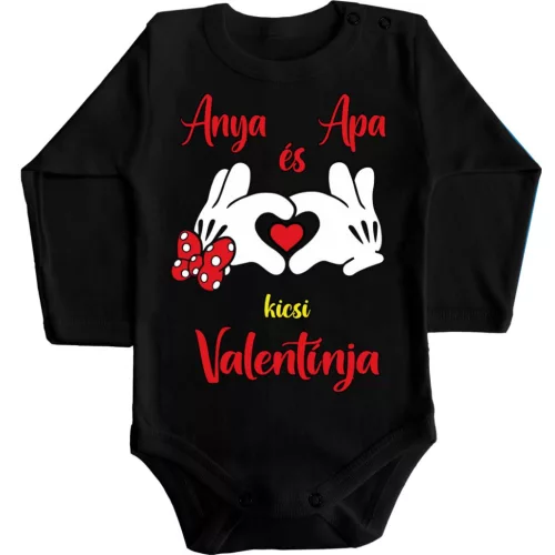malý valentín mamy a otca! chlapec body pre bábätká s dlhým rukávom čiernej farby