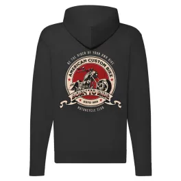a. born to ride motorcycle mikina na zips, čierna