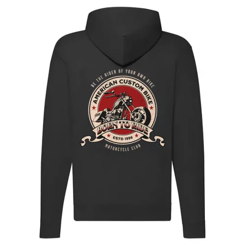 a. born to ride motorcycle mikina na zips, čierna