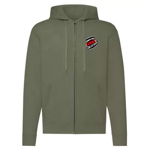 zelená mikina s logom claas na zips