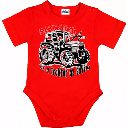 ľúbim ťa ocko, ale traktor je môj! detské telíčko červené