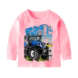   detské tričko s dlhými rukávmi, potlačené ružové new holland