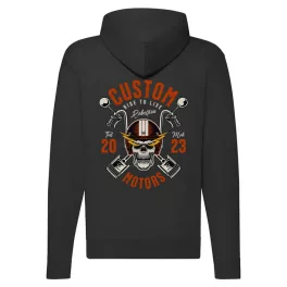 custom motorcycle mikina na zips, čierna