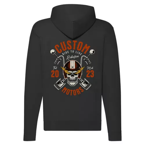 custom motorcycle mikina na zips, čierna