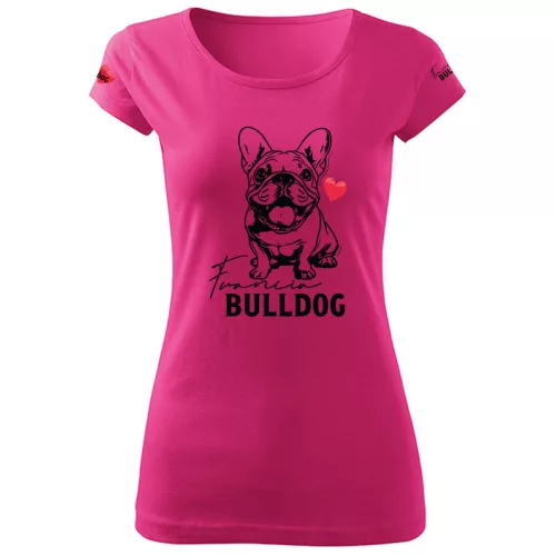 dámske fialové tričko francúzsky bulldog veľký vzor