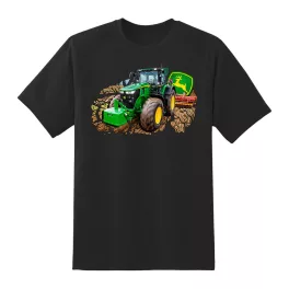 zelený traktor v práci čierne tričko