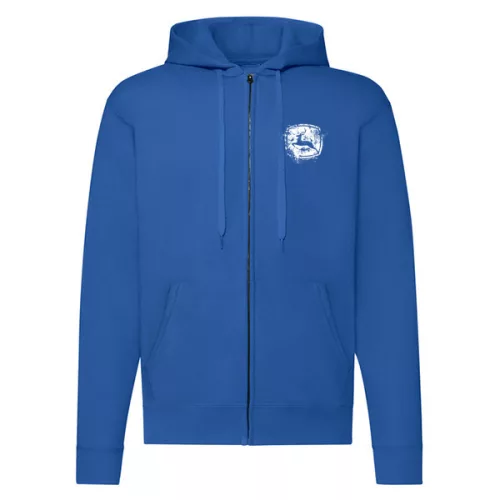 jd sveter na zips s modrým obrysom s bielym vzorom