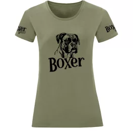 nemecký boxer dámske olivové zelené tričko veľký vzor