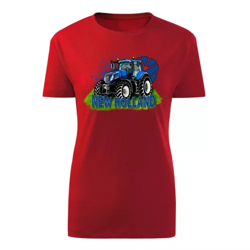 dámske tričko new holland červený traktor