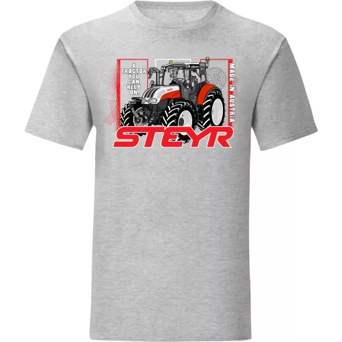 tričko s sivý traktorom steyr