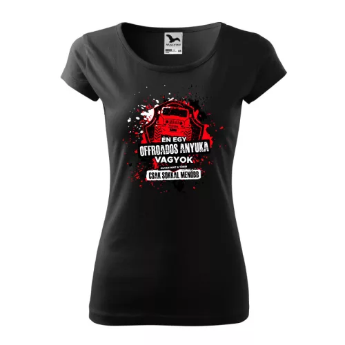 som offroad mama vzorované čierne dámske tričko
