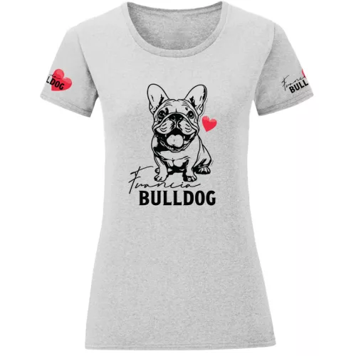 dámske tričko francúzsky bulldog svetlo sivá veľký vzor