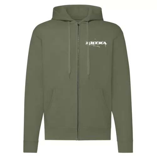 pulóver na zips dutra so zeleným obrysom biely vzor