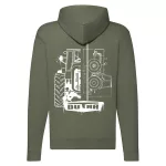 pulóver na zips dutra so zeleným obrysom biely vzor