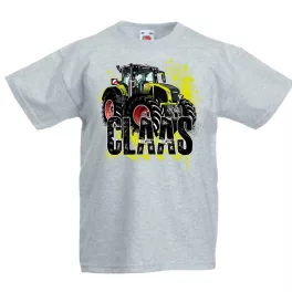 detské tričko claas traktor šedé