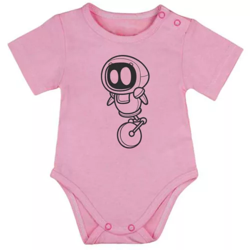 robot krátky rukáv body pre bábätká ružová