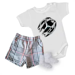   mercedes biely krátky rukáv body pre bábätká + šortky a ponožky
