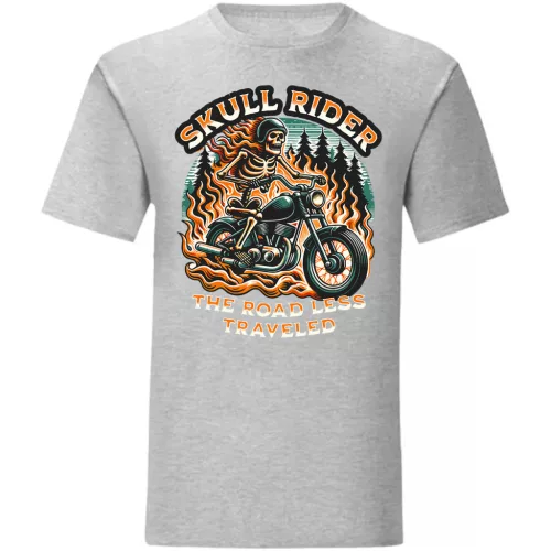 skull rider motorcycle tričko sivá