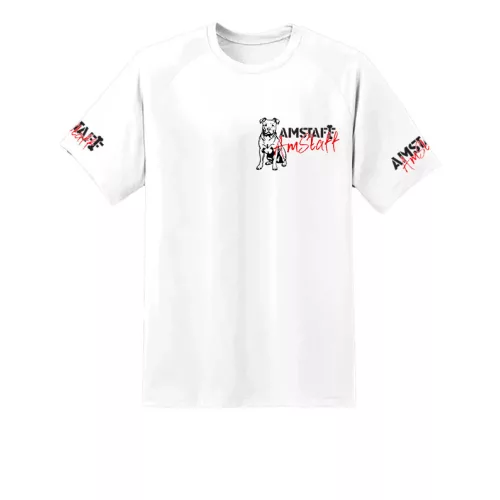 amstaff pánske biele tričko malý vzor