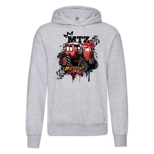 mtz 50 svetlošedá mikina s kapucňou