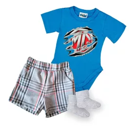   mg modrá krátky rukáv body pre bábätká + šortky a ponožky