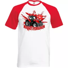 tričko s krátkym rukávom massey ferguson (červeno-biely)