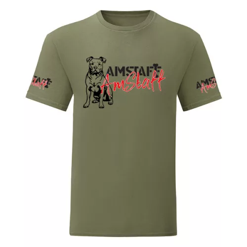 zelené pánske tričko amstaff veľký vzor