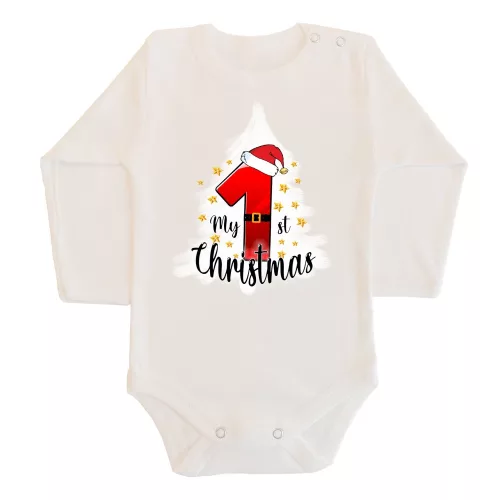 my 1st christmas body pre bábätká dlhé rukávy
