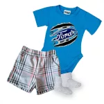 ford modrá krátky rukáv body pre bábätká + šortky a ponožky