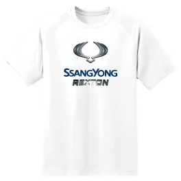 biele tričko so vzorom loga ssangyong rexton