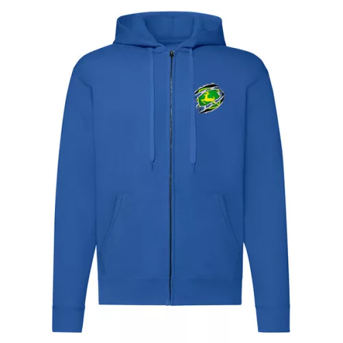 zelené logo traktor zips modrá mikina