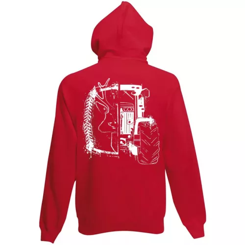 jd červený kruhový sveter na zips s bielym vzorom
