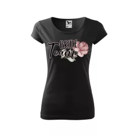 čierne tričko bride team s kvetinovou potlačou
