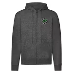 sivý sveter s mikinou s logom fendt zip