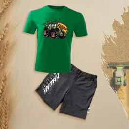 detská súprava krátkych rukávov a šortiek claas zelená