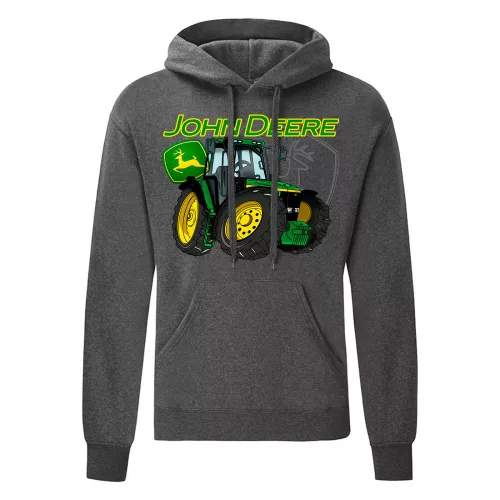 zelená mikina s kapucňou na traktor - tmavo šedá