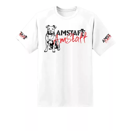 amstaff pánske biele tričko veľký vzor