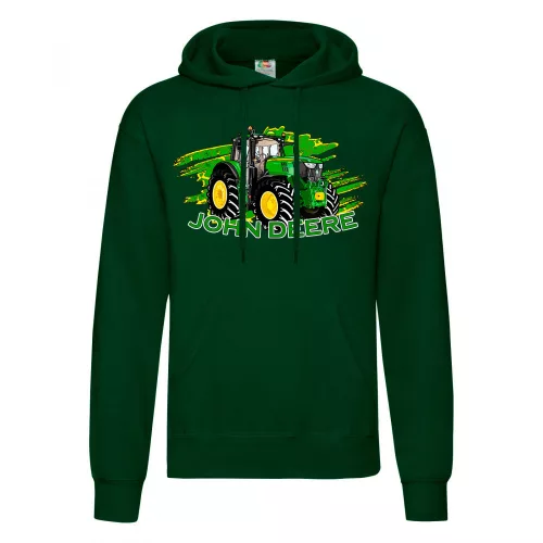 zelený traktor 6195 sveter s kapúcou zelený